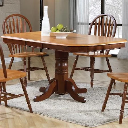 Pedestal Dining Table with Clipped Edge Table Top